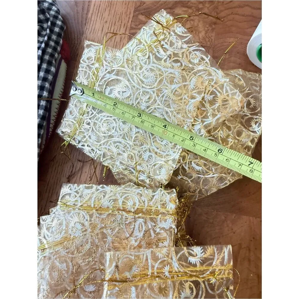 Gold Embroidered Gift Pouches - Set of Decorative Bags lot of 70